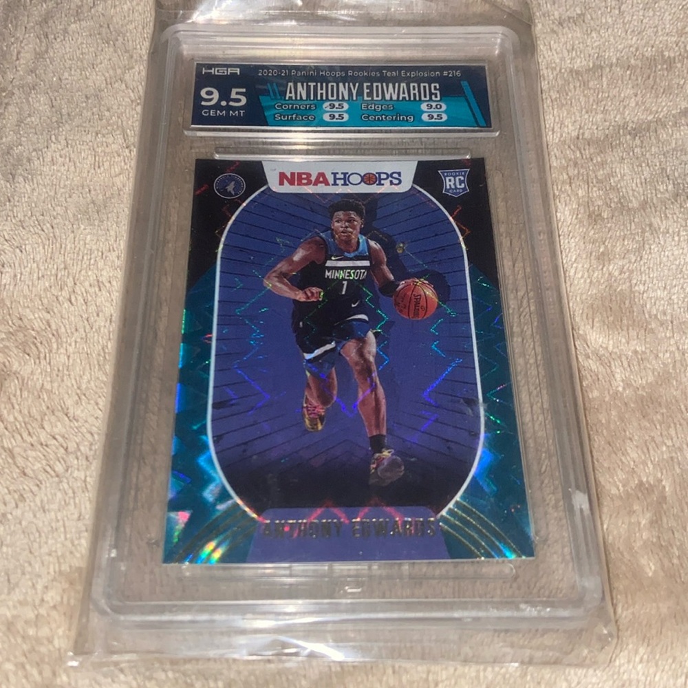 2020-21 NBA HOOPS ANTHONY EDWARDS Panini Rookies TEAL EXPLOSION #216 HGA 9.5